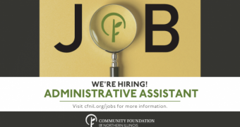 We're hiring: Administrative Assistant. Picture of a magnifying glass with CFNIL logo inside. Visit cfnil.org/jobs to learn more.