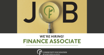 Magnifying glass forms the "o" in the word Job. Text reads: We're Hiring: Finance Associate
