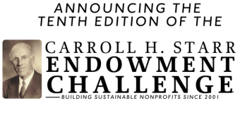 picture of Carroll H. Starr with the words: Community Foundation of Northern Illinois Carrol H. STarr Endowment Challenge. Building strong nonprofits since 2001