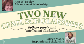 Pictures of two smiling women and names of their scholarships