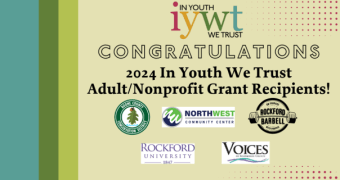 five organization logos under the heading Congratulations 2024 In Youth We Trust Adult/Nonprofit grant recipients